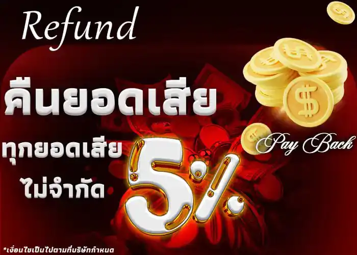 คืนยอดเสีย 5% ทุกยอดเสียไม่จำกัด